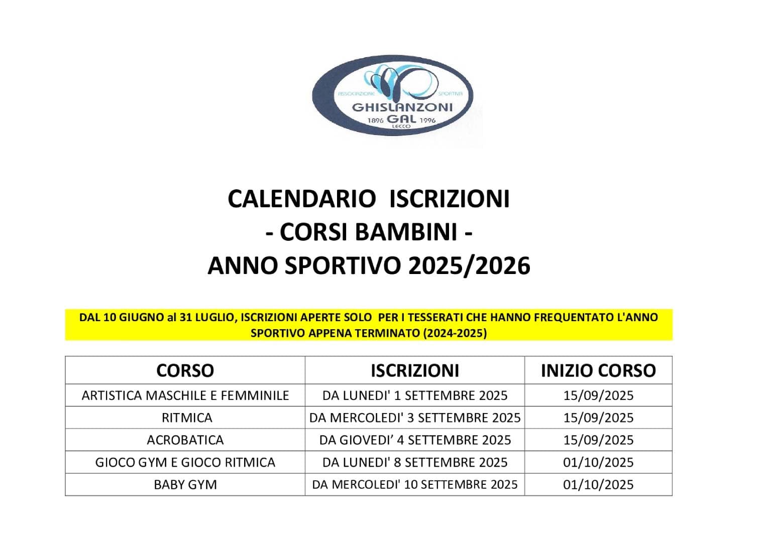 CALENDARIO ISCRIZIONI 24-25 CALENDARIO ISCRIZIONI 24-25